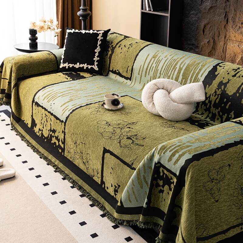 Vintage Chenille Anti-Scratch Sofa Protector Throw Couch Cover