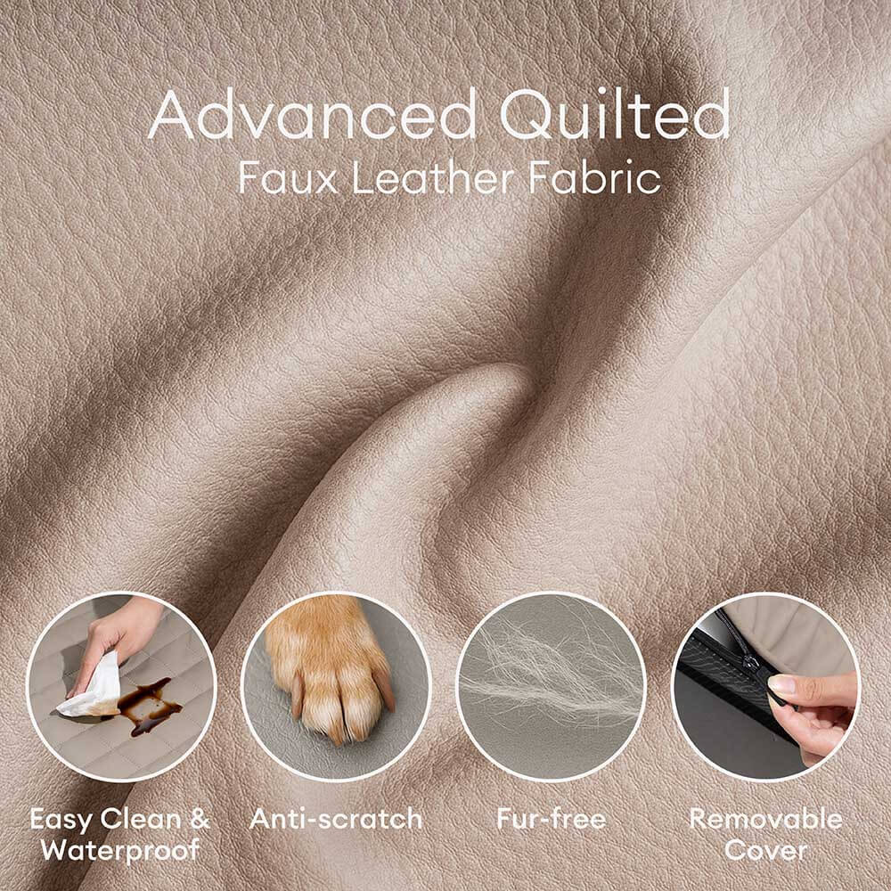 Luxe Faux Leather Foldable Orthopedic Large Dog Bed - Outdoor