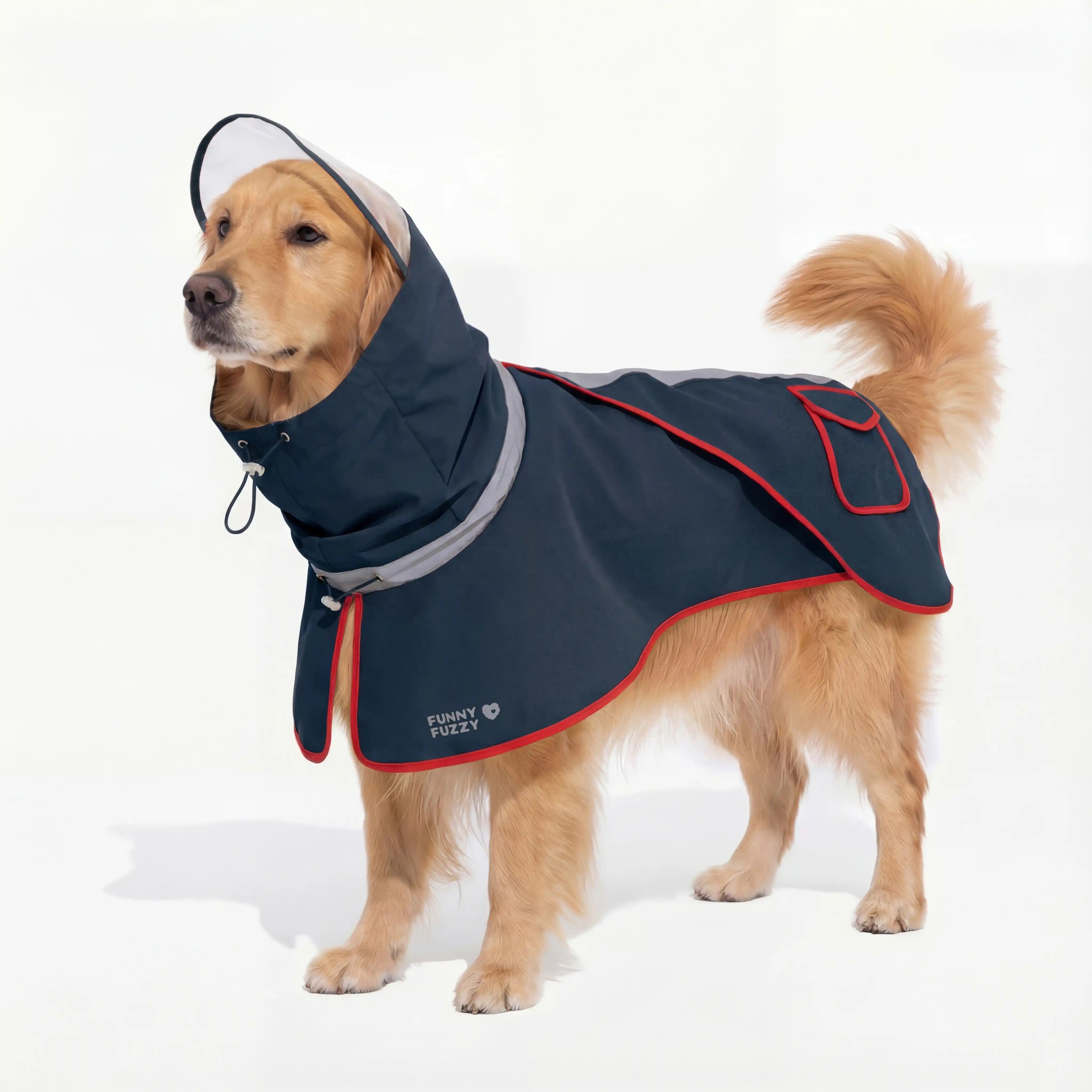 Adjustable Reflective Waterproof with Pocket Dog Human Matching Raincoat-Stay Dry