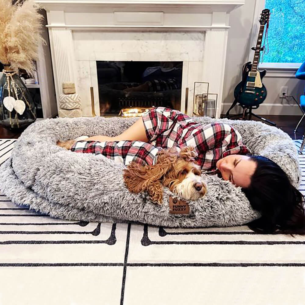 Luxury Super Large Sleep Deeper Oval Bed Human Dog Bed - FUNNYFUZZY