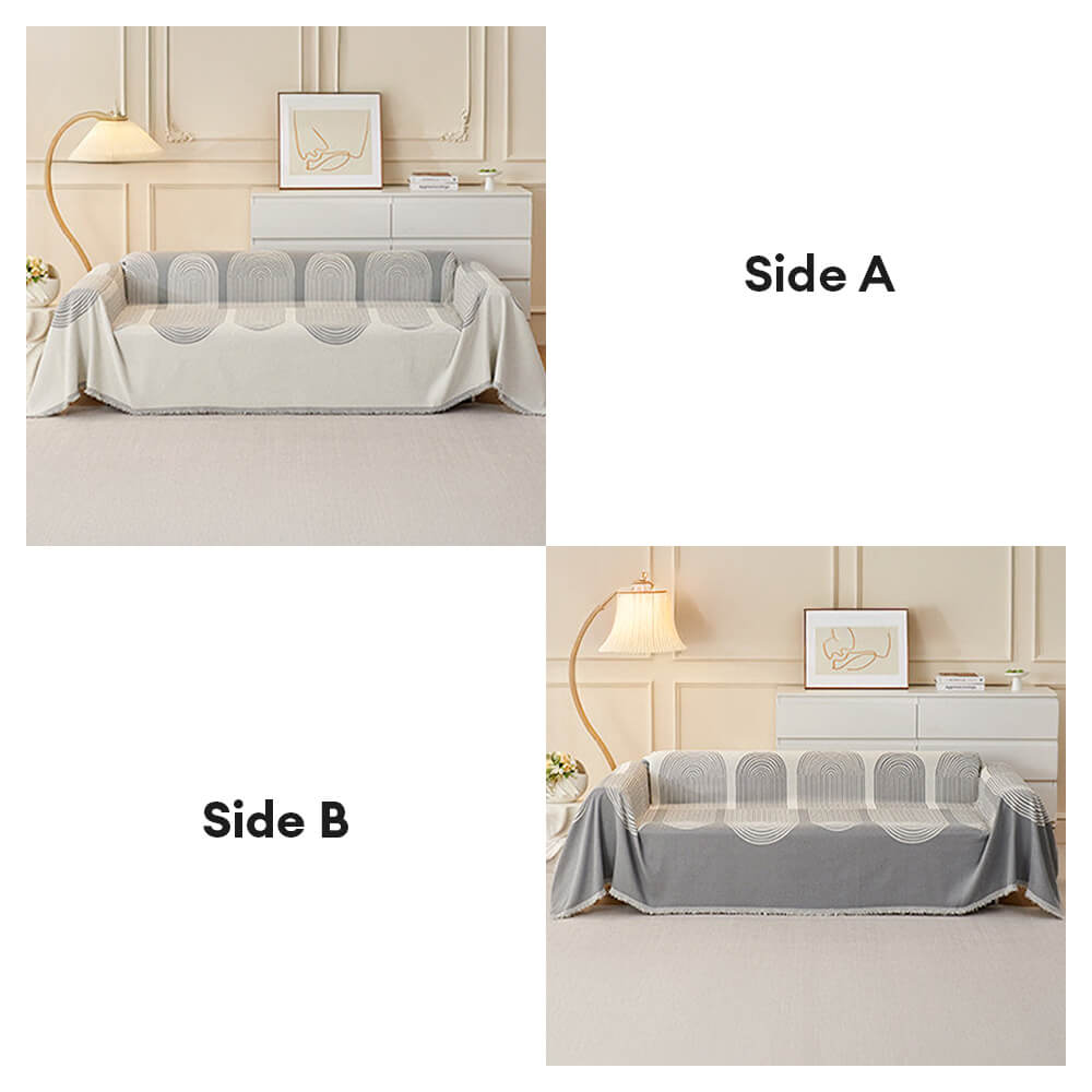 Geometric Pattern Reversible Chenille Throw Couch Cover