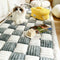 Cream-colored Large Plaid Square Fuzzy Pet Dog Mat Bed Couch Cover