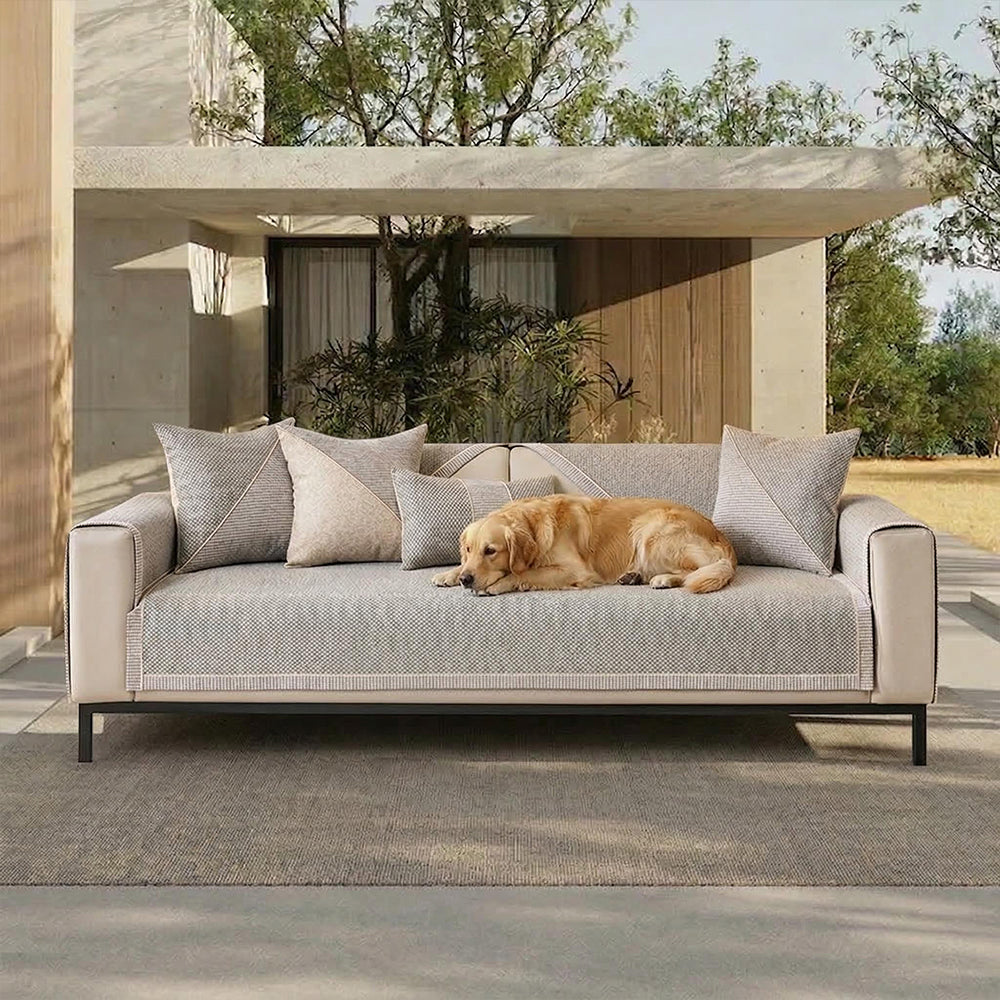 Breathable Woven Cotton Linen Non-Slip Outdoor Couch Cover