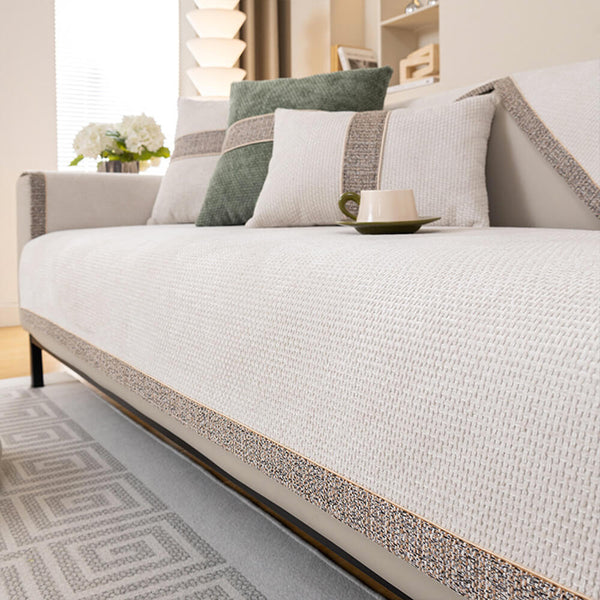 All-Season Modern Tweed Woven Chenille Anti-Slip Outdoor Couch Cover