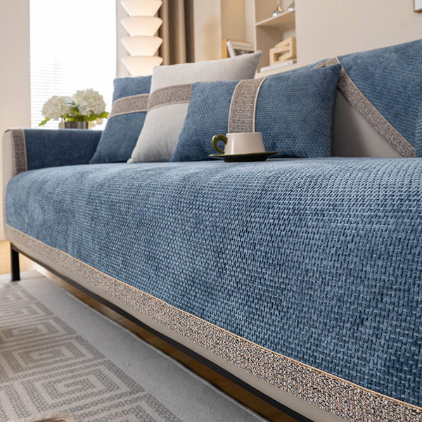 All-Season Modern Tweed Woven Chenille Anti-Slip Outdoor Couch Cover
