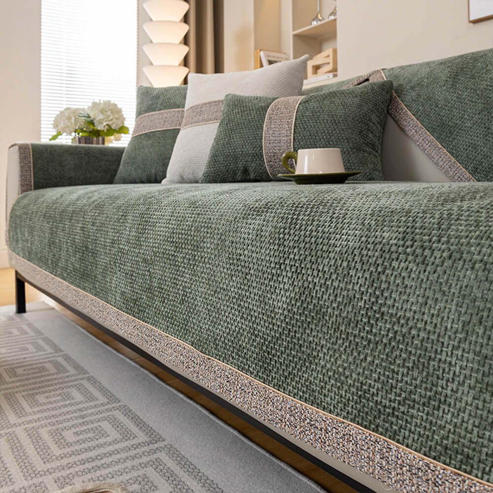 All-Season Modern Tweed Woven Chenille Anti-Slip Outdoor Couch Cover