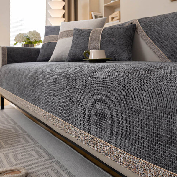 All-Season Modern Tweed Woven Chenille Anti-Slip Outdoor Couch Cover