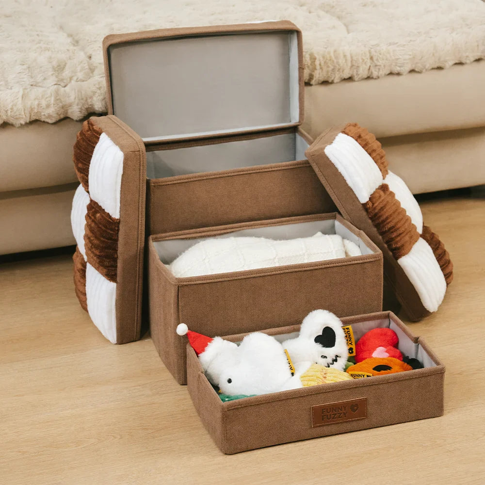 Detachable Chessboard Plaid Handcrafted Dog Stairs with Storage - Foldable Steps