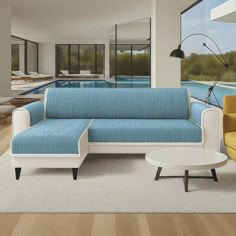 All-Season Anti-Slip Striped Pet Rug Furniture Protector with Armrest Couch Cover - Keep Still