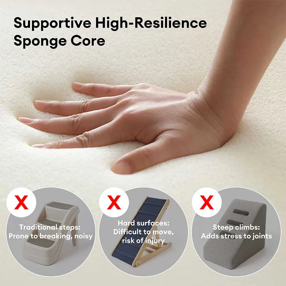 Adjustable Non-Slip Washable Soft Dog Stairs with Gentle Ramp