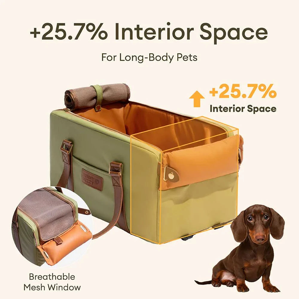 Deluxe Faux Leather Safety Center Console Pet Car Seat and Carrier - Urban Voyager