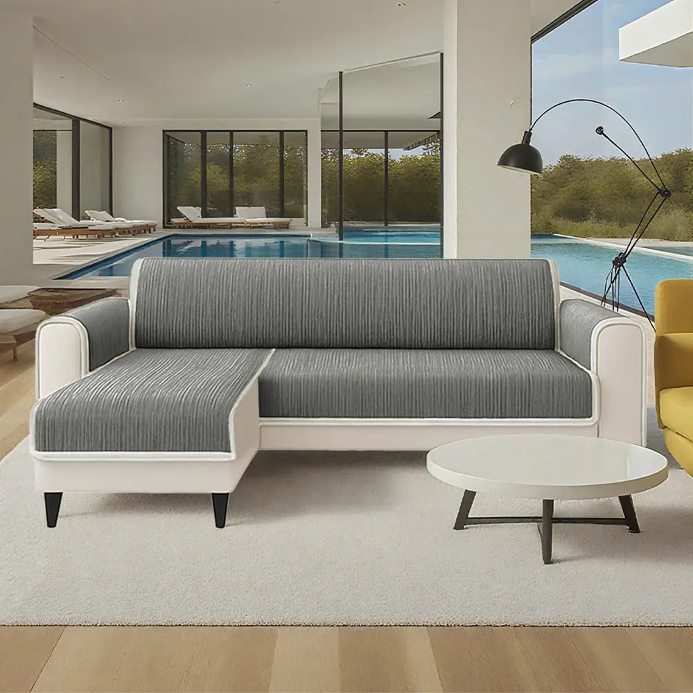 All-Season Anti-Slip Striped Pet Rug Furniture Protector with Armrest Couch Cover - Keep Still