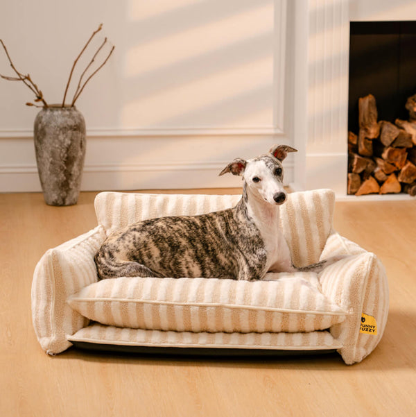 Trendy Striped Faux Lambswool Double Layer Dog & Cat Sofa Bed - Outdoor