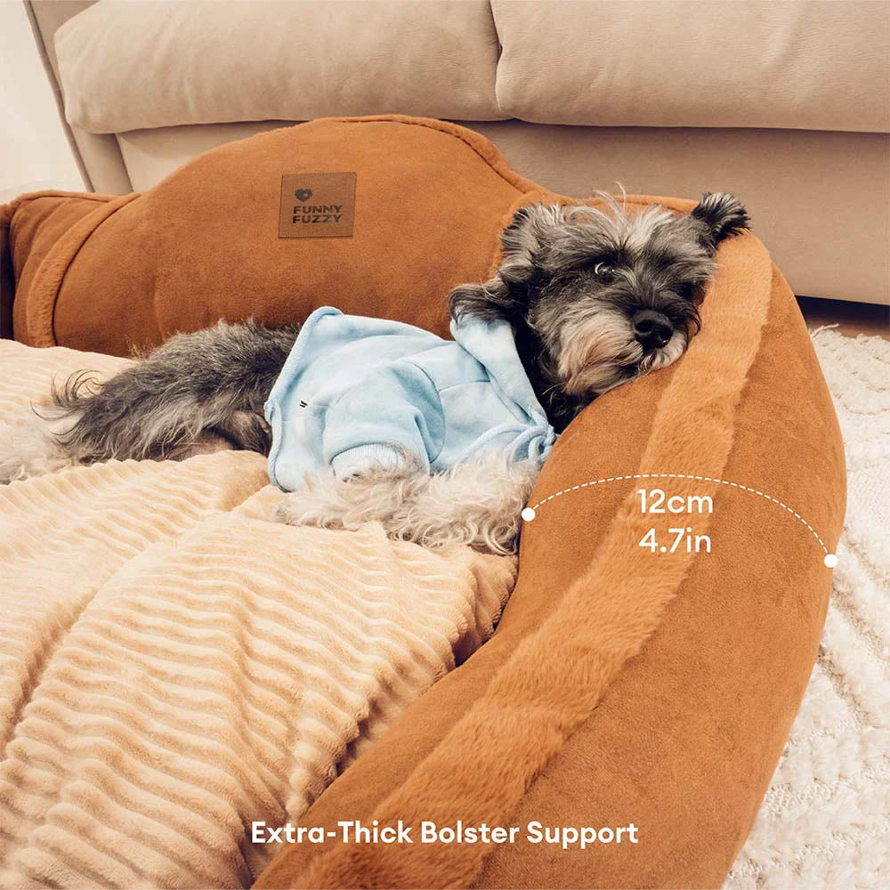 Vintage Large Cozy Calming Sofa Dog Bed