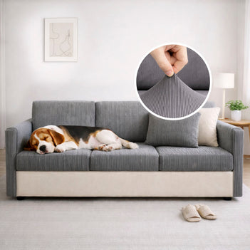 Vertical Stripe Corduroy Anti-Scratch Stretch Full-Cover Couch Cover