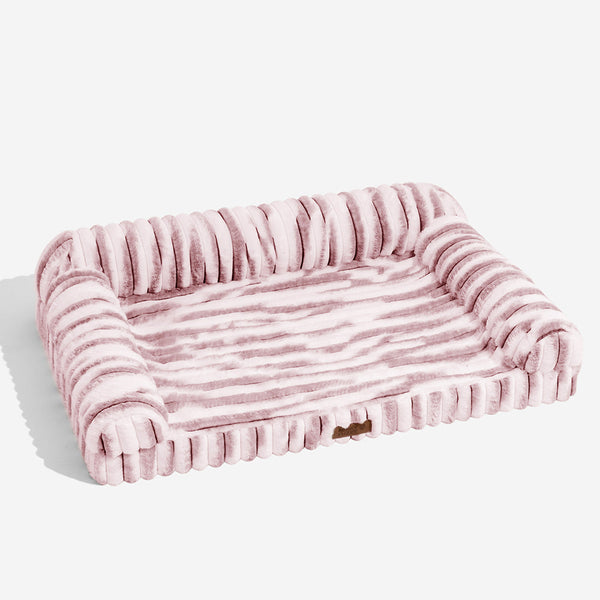 Fluffy Striped Orthopedic Bolster Dog Bed - Luxe Comfort