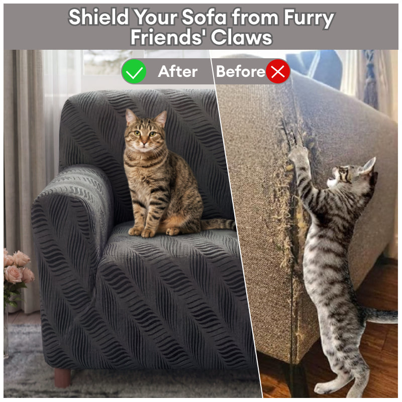 Thick Polar Fleece Jacquard Anti-Scratch Stretch Armchair Sofa Cover