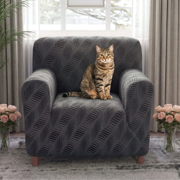 Thick Polar Fleece Jacquard Anti-Scratch Stretch Armchair Sofa Cover