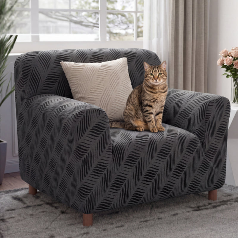 Thick Polar Fleece Jacquard Anti-Scratch Stretch Armchair Sofa Cover