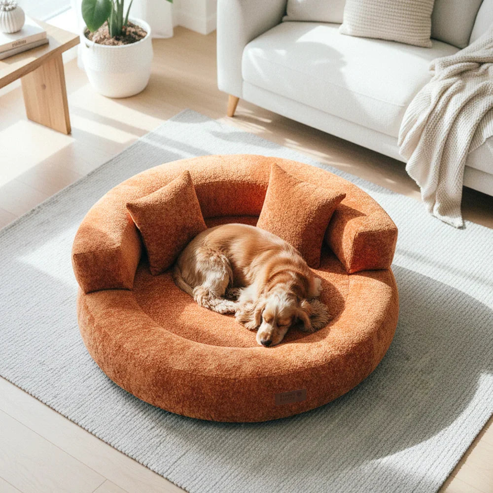 Luxe Diamond Velvet Removable Orthopedic Donut Dog Bed With Pillow - DreamNest