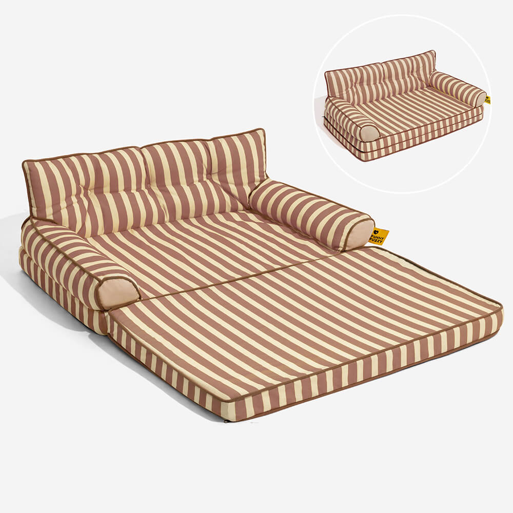 Stripe Waterproof Foldable Large Dog Sofa Bed - Sunny Siesta