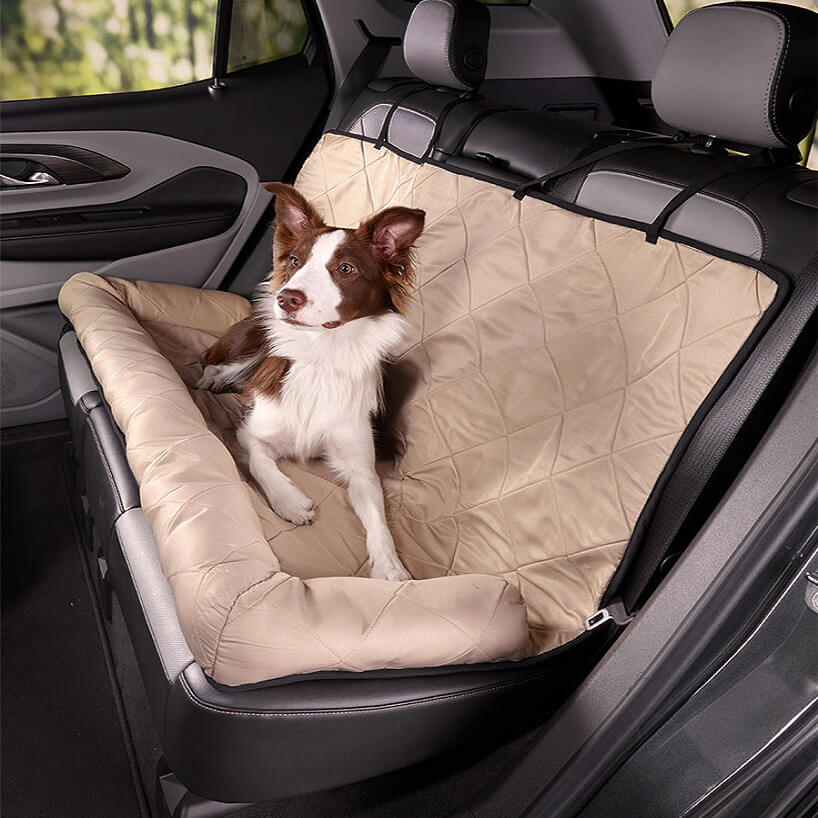 Travel Bolster Safety Medium Large Dog Car Back Seat Bed - FUNNYFUZZY