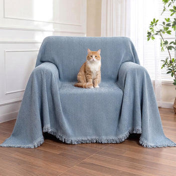 Chenille Blanket Herringbone Tassel Armchair Sofa Cover