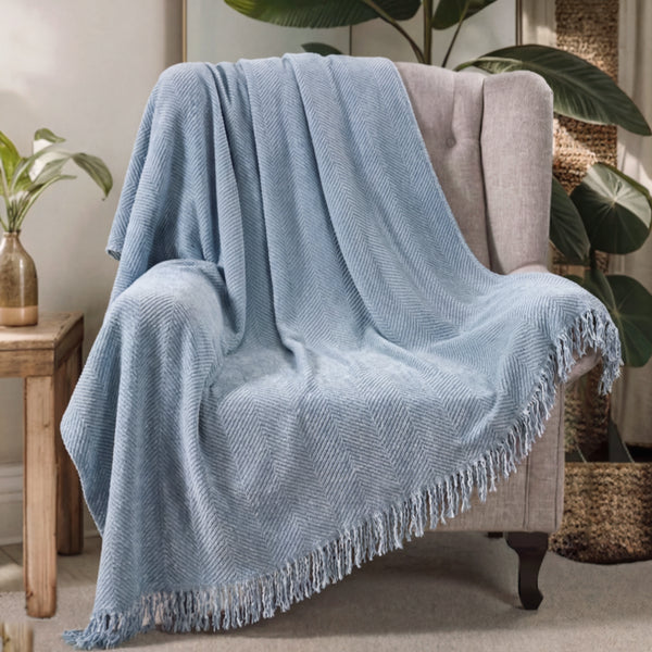 Chenille Blanket Herringbone Tassel Armchair Sofa Cover