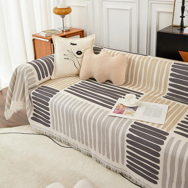 Geometric Pattern Multi-Color Sofa Cover - Modern Design for a Stylish Home