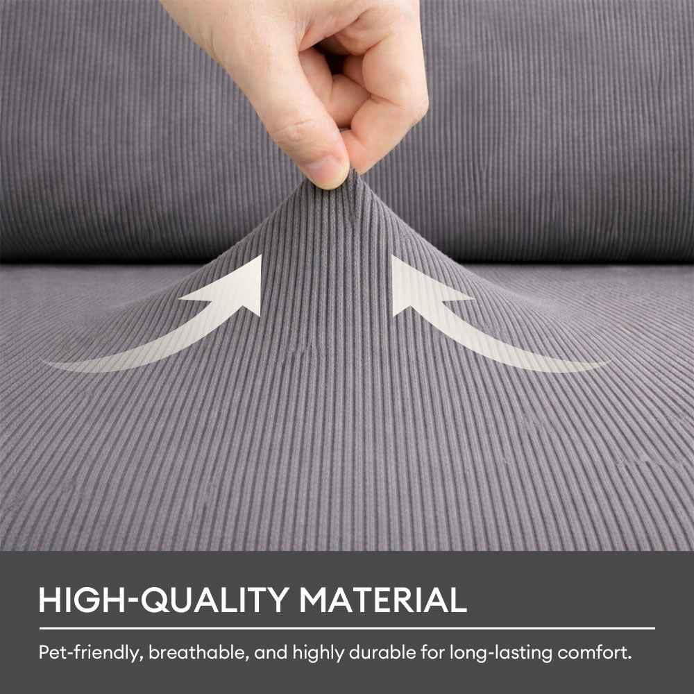 Vertical Stripe Corduroy Anti-Scratch Stretch Full-Cover Couch Cover