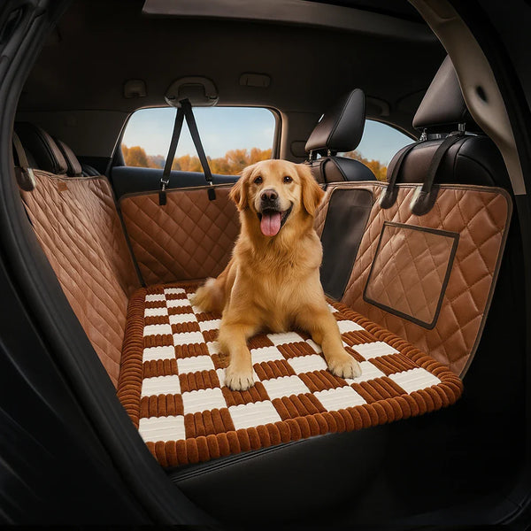 Premium Faux Leather Water-repellent Hammock Dog Car Seat Cover - RideProtector