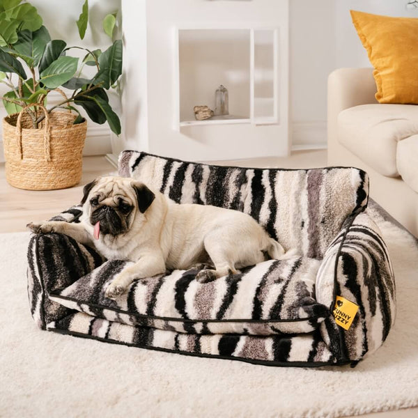 Trendy Striped Faux Lambswool Double Layer Dog & Cat Sofa Bed - Outdoor