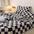 Checkerboard Latex Ice Silk Bedding Fitted Sheet Mattress Cover