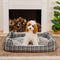Classical Retro Plaid Removable Bolster Calming Dog Bed - Nostalgic Retreat