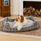 Classical Retro Plaid Removable Bolster Calming Dog Bed - Nostalgic Retreat