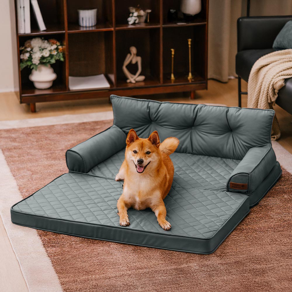 Luxe Faux Leather Foldable Orthopedic Large Dog Bed - CoreLounge