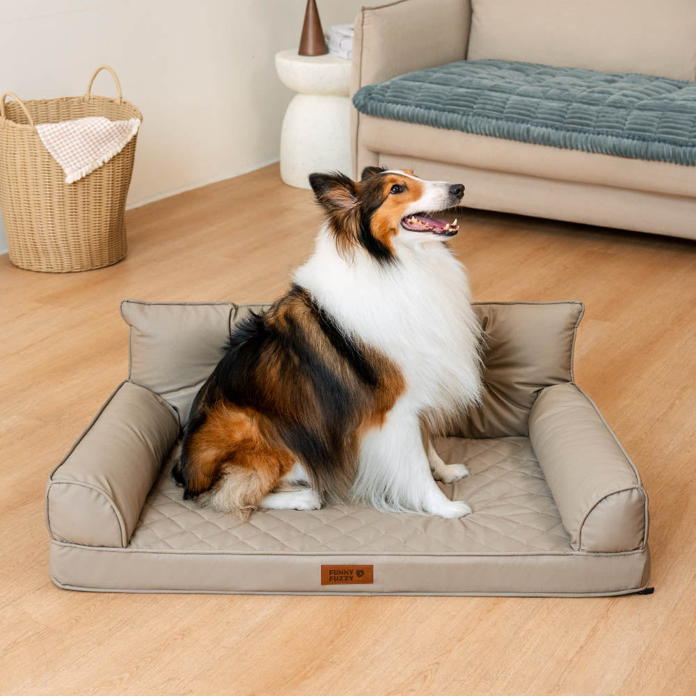 Luxe Faux Leather Foldable Orthopedic Large Dog Bed - Outdoor