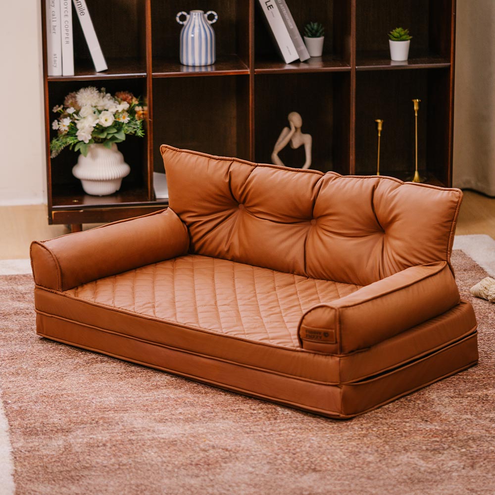 Luxe Faux Leather Foldable Orthopedic Large Dog Bed - CoreLounge