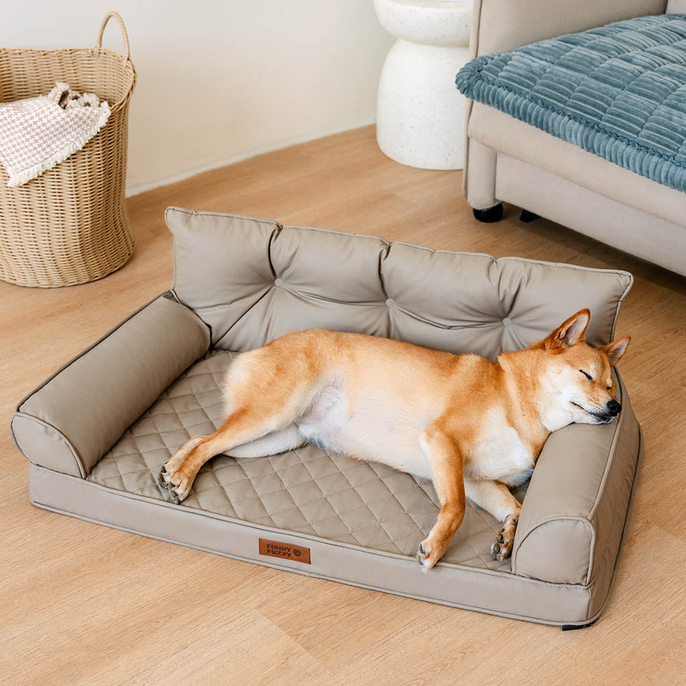 Luxe Faux Leather Foldable Orthopedic Large Dog Bed - Outdoor