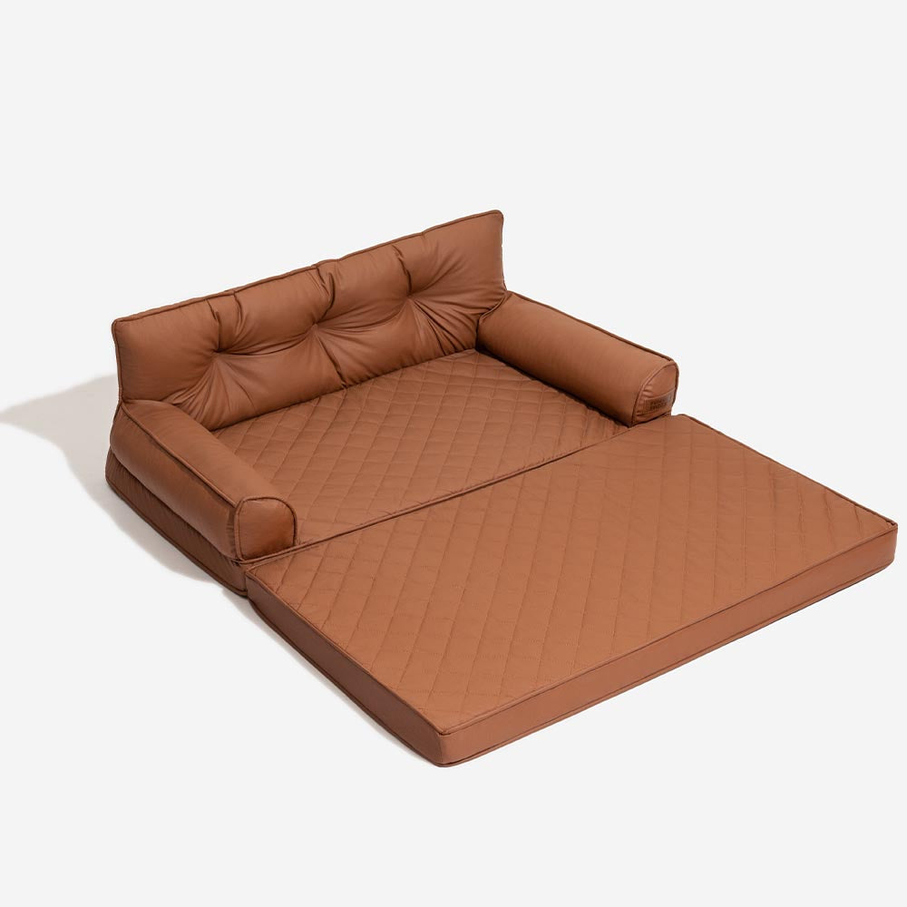 Luxe Faux Leather Foldable Orthopedic Large Dog Bed - CoreLounge