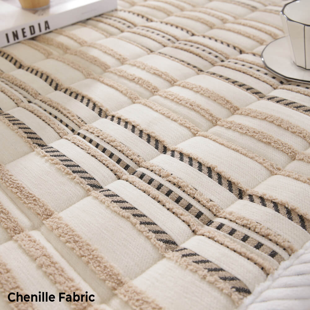 Cozy Chenille Striped Plush Sofa Protector Pet Mat Non-slip Couch Cover