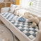 Cream-colored Large Plaid Square Fuzzy Pet Dog Mat Bed Couch Cover