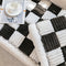Cream-colored Large Plaid Square Fuzzy Pet Dog Mat Bed Couch Cover