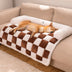 Cream Square Plaid Cozy Dog Mat Furniture Protector Covers