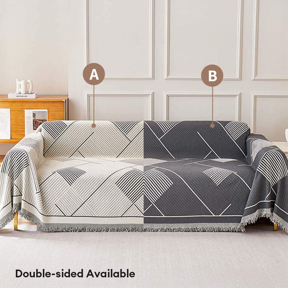 Classic Geometric Pattern Chenille Throw Couch Cover
