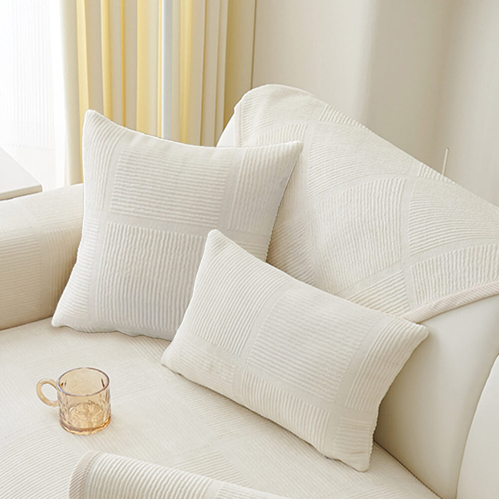 Classic Striped Square Plush Couch Cover