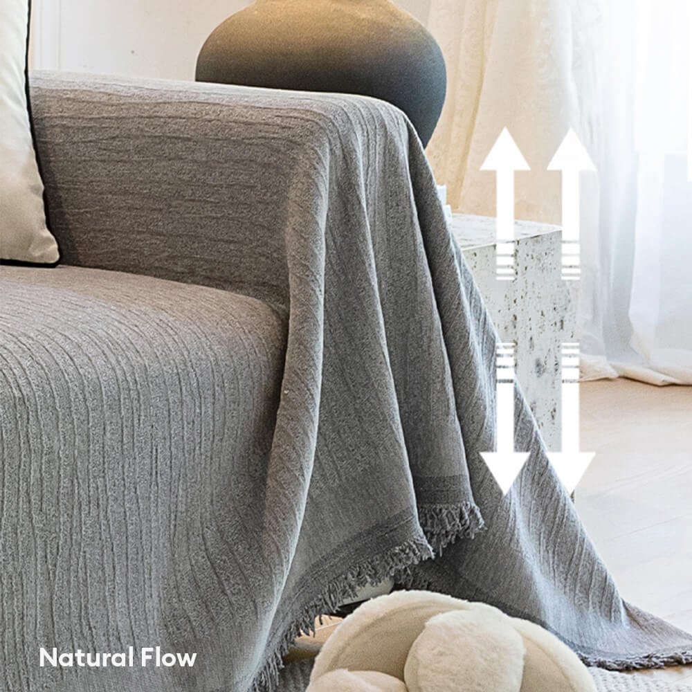 Cream Chenille Textured Pet-Friendly Anti-Scratch Throw Couch Cover