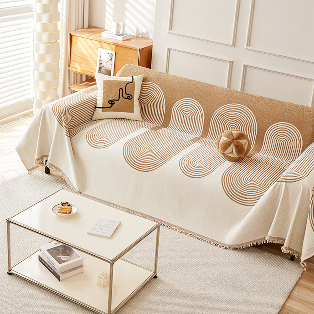 Geometric Pattern Reversible Chenille Throw Couch Cover