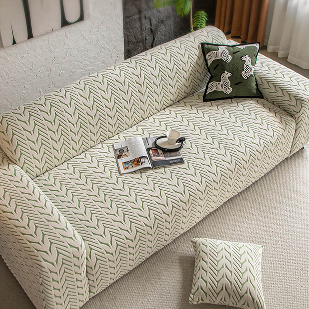 Textured Wheat Ear Pattern Jacquard Fleece Magic Couch Cover