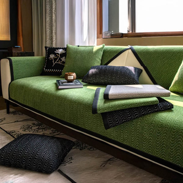 Chenille Anti-Slip Cat-Scratch Resistant Wavy Texture Premium Couch Cover